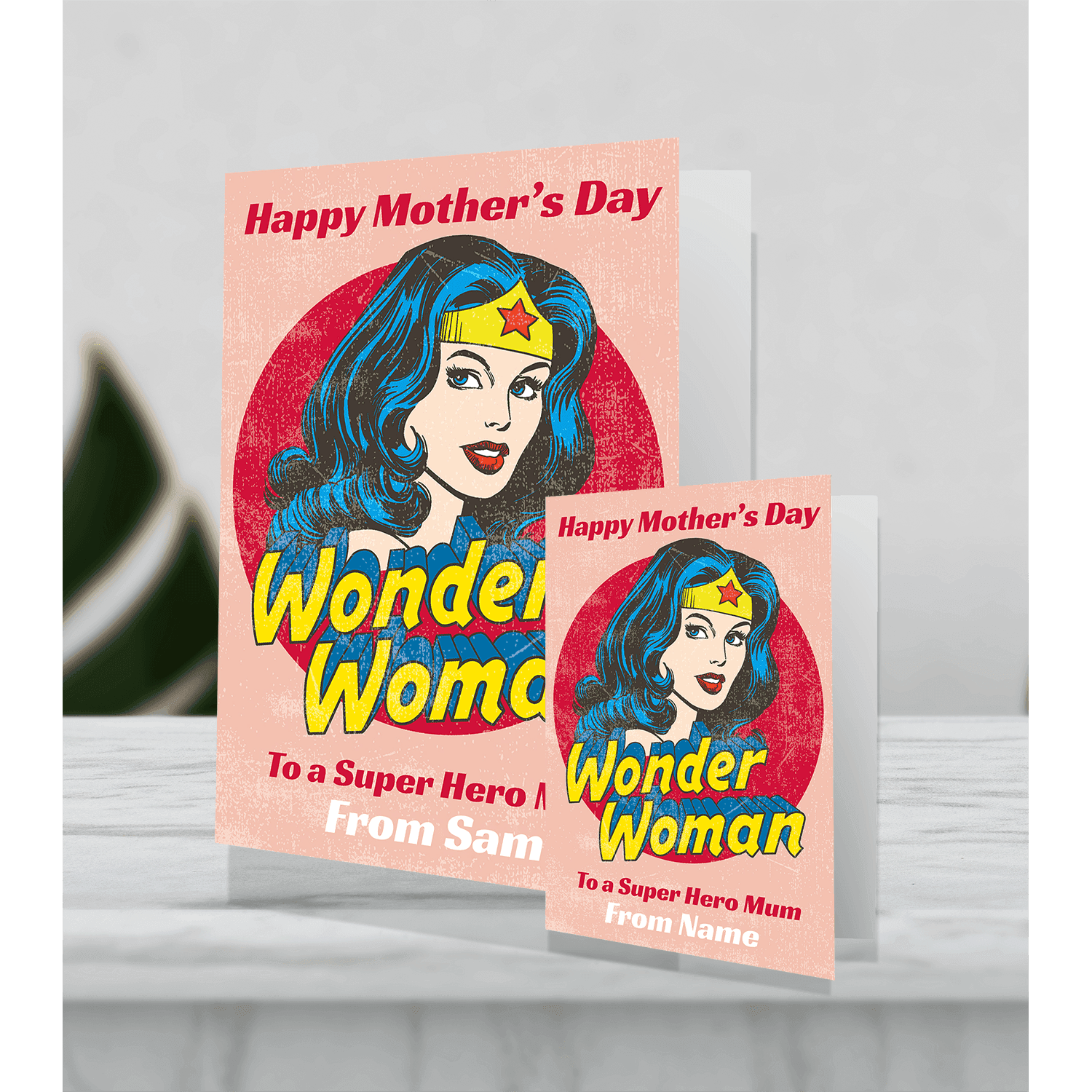 Wonder Woman Giant Personalised Super Hero Mum Mothers Day Card Danilo Promotions