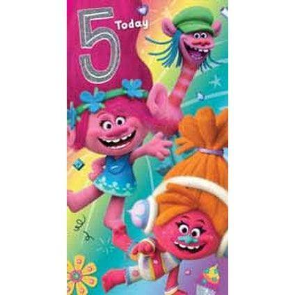 Trolls Age 5 Birthday Card an Official Trolls Product