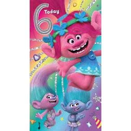 Trolls Age 6 Birthday Card an Official Trolls Product