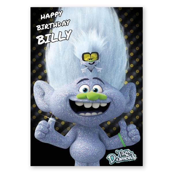 Trolls Personalised Tiny Diamond Any Name Birthday Card an Official Trolls Product