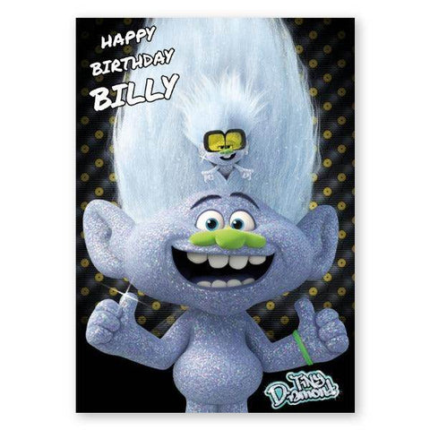 Trolls Personalised Tiny Diamond Any Name Birthday Card an Official Trolls Product